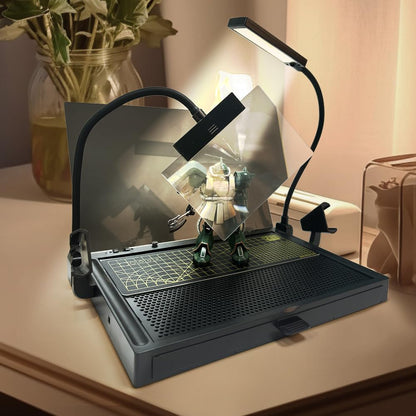 Portable Workbench for Cutting and Assembly Workbench with Drawer, Model Kit Tool for Building, Model Kit Tools with LED Lights, for High-Precision WorkMagnifiers.