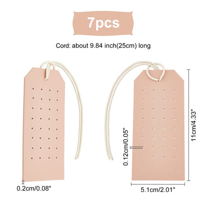 OLYCRAFT 7Pcs Portable Leather Earring Holders Pierced Earring Display Card Leather Stud Holder Earring Organizer Hanging Jewelry Cards for Home Travel Earrings Stud Jewelry Storage Display -PeachPuff