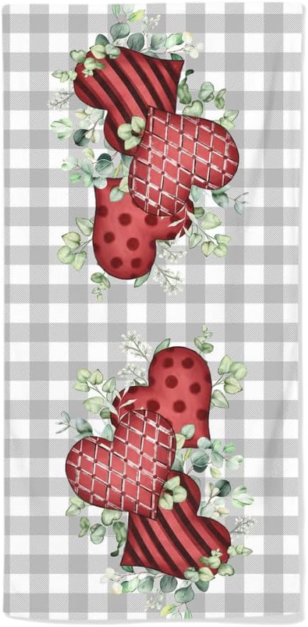 Valentine Bathroom Hand Towels, 2 Packs Decorative Pink Love Heart Kitchen