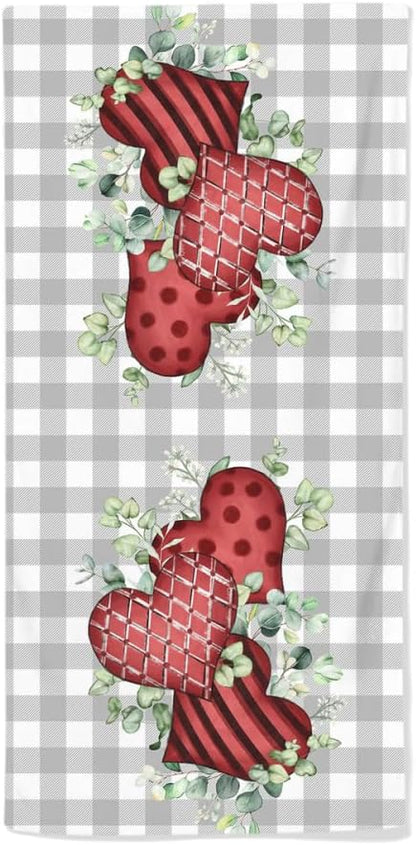Valentine Bathroom Hand Towels, 2 Packs Decorative Pink Love Heart Kitchen