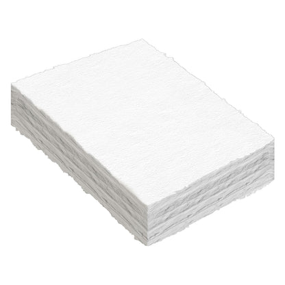 ZAYOUAU 100 Sheets Watercolor Paper, 8.5 x 11 inch White Cotton Handmade 300 GSM Rough Textured Paper Deckled Edge Paper for Watercolors/Wedding Invitations/Cards/Crafts