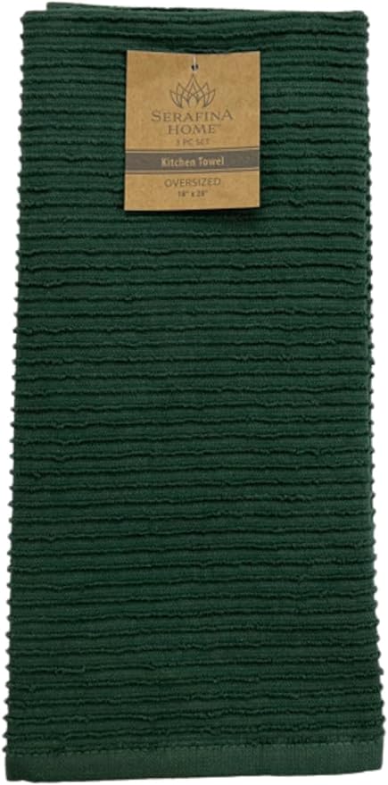 Serafina Home Dark Green Kitchen Hand Dish Towels: 100% Cotton Cloth Soft