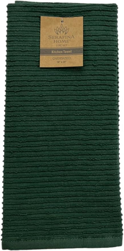 Serafina Home Dark Green Kitchen Hand Dish Towels: 100% Cotton Cloth Soft