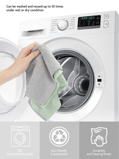 Fantasticlean Microfiber Cleaning Cloth Roll -150 Pack, Tear Away Microfiber Towels, 12" x 12", Reusable, Washable, Ultra Absorbent Dishcloth for Home Supplies, Car, Pet, Kitchen (2 Rolls of Grey)