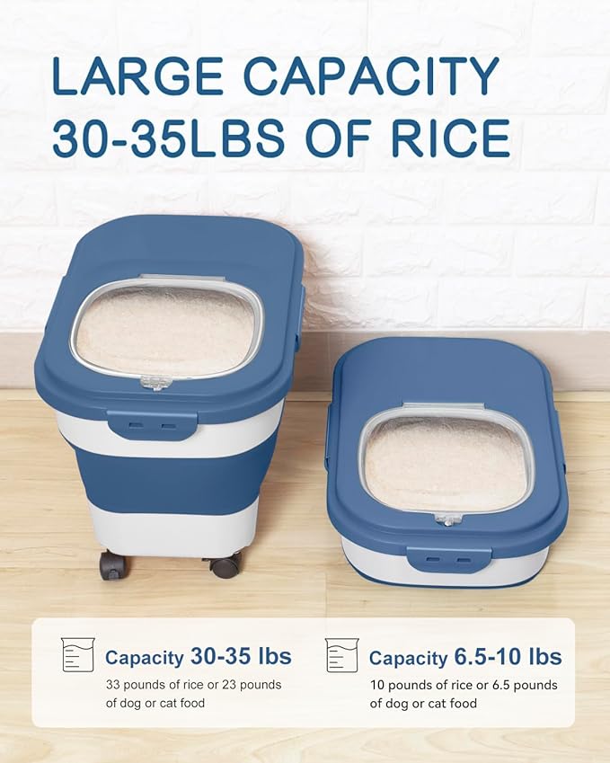 20-30 Lbs Rice Storage Container, Collapsible Food Storage Containers