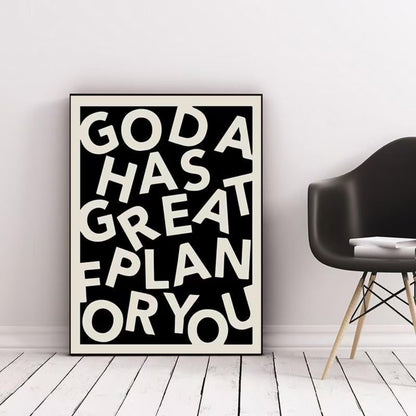Inspirational wall Art Deco poster painting for office, bedroom, classroom, black and white geometric wall picture， 12X15.5inch, ready to hang wall painting for living room Christian Gifts, gift of christ
