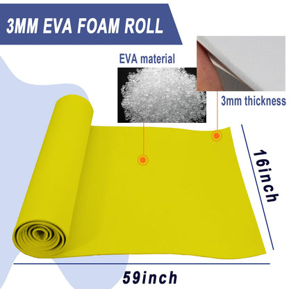 Qidiwin 3mm EVA Foam Roll - 16x59in Craft Foam for Cosplay, DIY Projects & Costumes - High Density 90kg/m3, Durable, Easy to Cut, Perfect for Large Designs(3mm Yellow