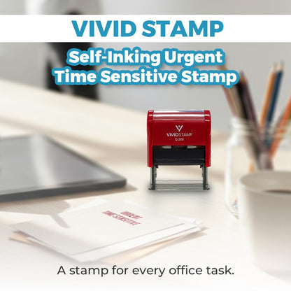 Urgent TIME Sensitive Self Inking Rubber Stamp (Red Ink) - Large 2 Pack