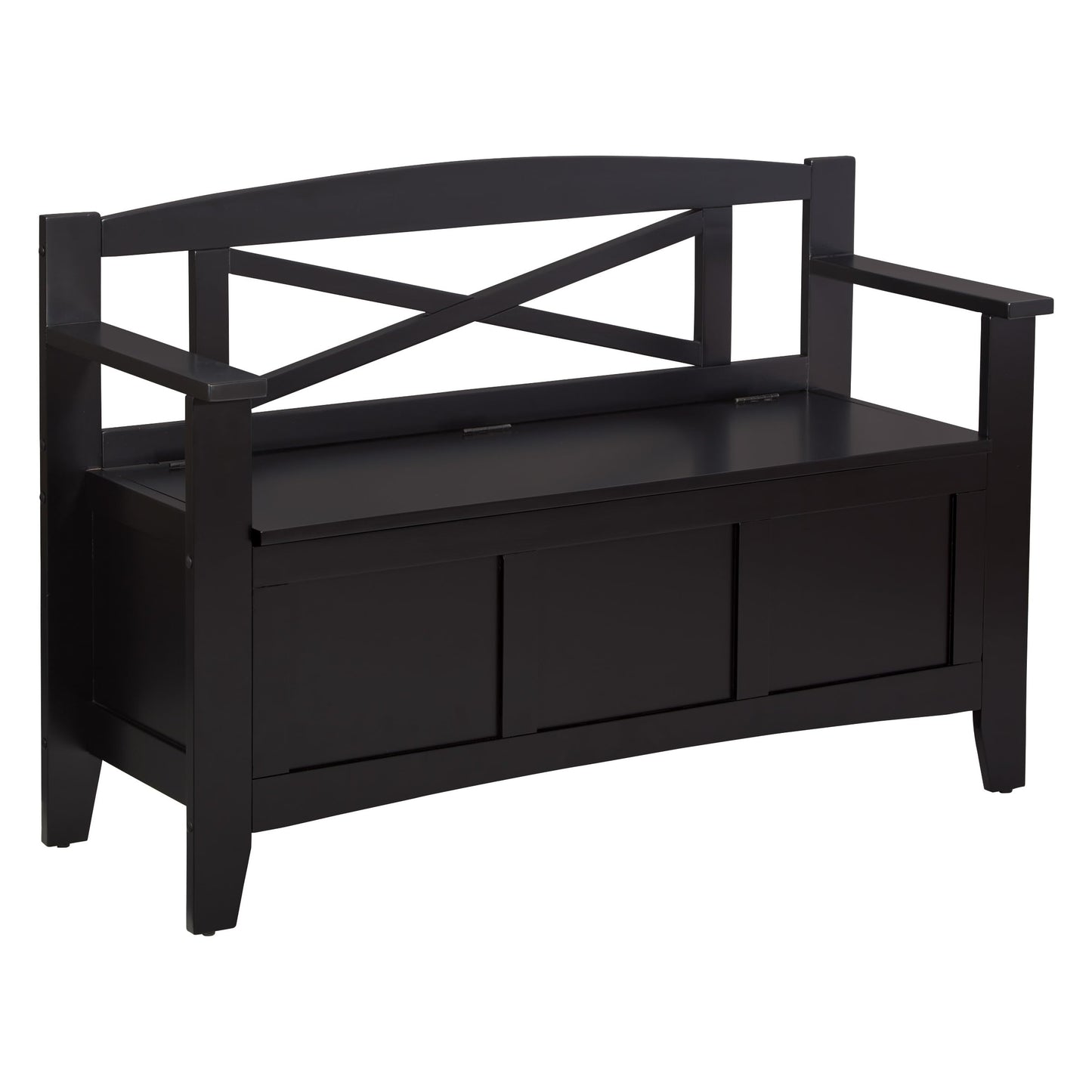 OSP Home Furnishings Metro X-Back Style Wood Entry Way Bench with Storage, Black finish