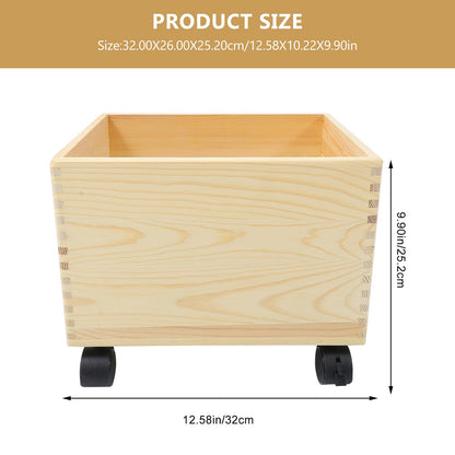 Wooden Storage Box 12.59X10.23X9.92In Portable Sundries Organizer Multi-Functional Household Storage Bin for Toys Holder and Clothes Case