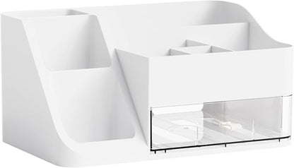 Yieach White Makeup Organizer Countertop,Large Cosmetics Storage Organizer for Make up Brush,Hair Products and Beauty Skincare Organizers,Plastic Makeup Holders and Organizers for Bathroom,Vanity,Desk