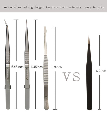 Tweezers, 5Pcs Precision Tweezers Set - Anti - Static Stainless Steel Tweezers for Electronics, Jewelry Making, Medical and Laboratory Work, Craft, Model Building, Soldering, Watch, Car Repair, Etc