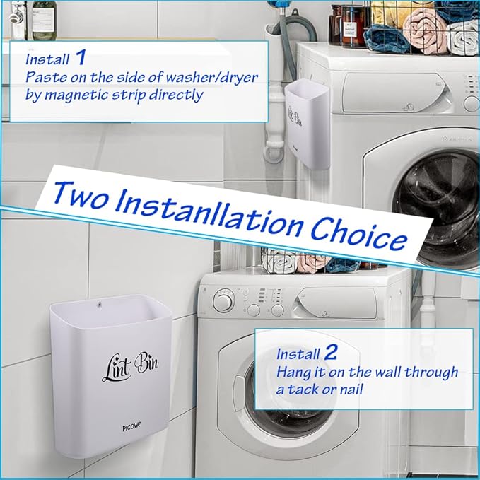 Picowe Magnetic Laundry Storage, Large Lint Holder Bin