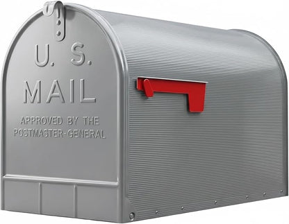 Plexon Gray Jumbo Size Rural Mailbox, 3175 cu-in Capacity, Galvanized Steel, Powder-Coated, 15 in. H x 11.69 in. W x 24.82 in. L