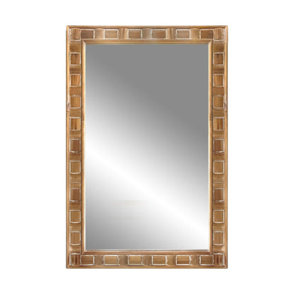 POZINO Rustic Wood Mirror, 24"X36" Farmhouse Bathroom Mirror for Over Sink, Natural Wooden Rectangle Wall Mirrors for Living Room Entryway Bedroom Hallway Fireplace, Horizontal Or Vertical