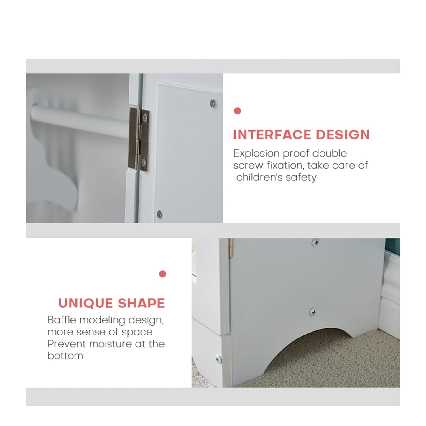 Wooden Doll Clothes Wardrobe with Mirror, 6 Hangers & Storage for 18 Inch Dolls, White Furniture Organizer for American Girl Doll & Barbie, Kids Toy for Organization & Imaginative Play