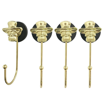 ZH-ZHENGHENG 4pcs Skull Magnetic Hook,Magnetic Hooks Heavy Duty for Classroom Beach Vacation Kitchen Grills Home (Gold)