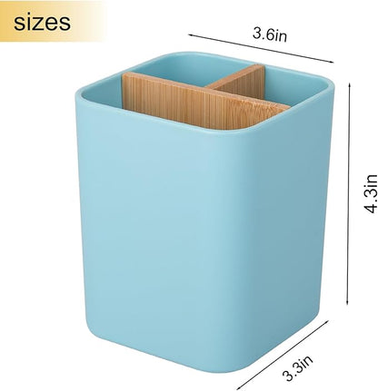 Bamboo Toothbrush Holder for Bathrooms, 3 Slots Toothbrush and Toothpaste