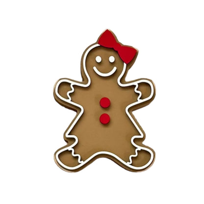 Wooden Gingerbread Family Shelf Sitter, Chunky Wood Gingerbread Cutout, Christmas Decoration, Christmas Mantel Decor, ChristmasTable Decor (Small Girl)