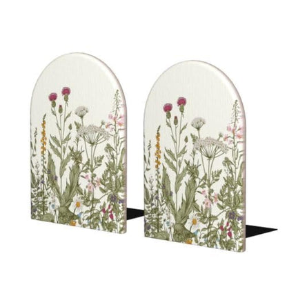 HOYYU Wild Flower Herbs Bookends Decorative Antique Floral Book Ends for Shelves Heavy Books Holder Organizer Non-Slip Desk Book End for Kids Room Office School Kitchen Home Desktop Decor 1 Pairs