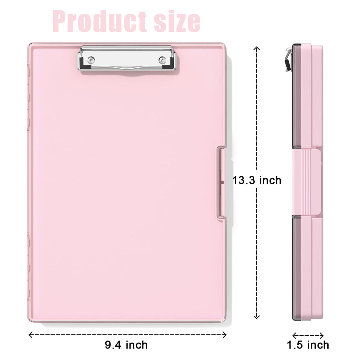 Hongri Clipboard with Storage, Pink 8.5 x 11 Folder Nursing Side Opening, Heavy Duty with Dual Compartment, Smooth Writing for Teachers, Classroom, Size 13.3 x 9.4 x 1.5 in, Office & School Supplies