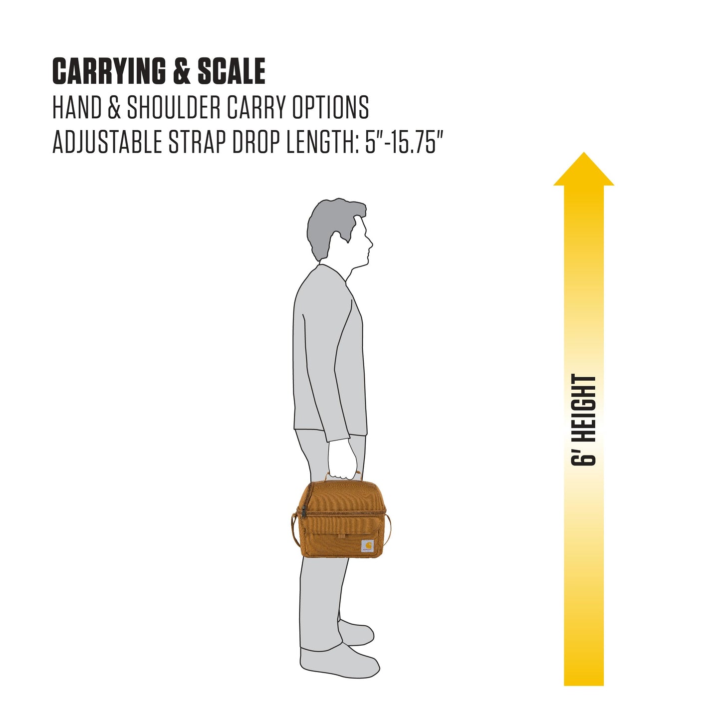 Carhartt 12 Can Two Compartment Lunch Box | Durable, Fully-Insulated Lunch Bag for Women & Men, Large Lunchbox (Black)