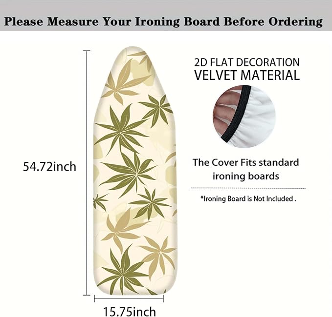 Nuxovilar Olive Green & Beige Leaf Pattern Ironing Board Cover, This Cover Fits