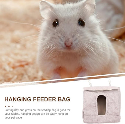 Balacoo Rabbit Hay Feeder, Guinea Pig Hay Bag Hanging Rabbit Feeder Storage for Guinea Pig, Bunny, Chinchillas, Hamsters and Small Pets and Animals (Grey, M)