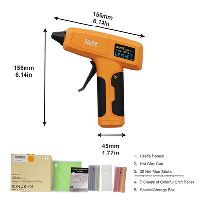 Cordless Hot Glue Gun Kit, Wireless Mini Glue Gun Fast Heating, Rechargeable Battery Powered, Portable Craft Glue Gun for DIY Crafts, Home Repair, Quick Fix, Wood Plastic Fabric，Yellow