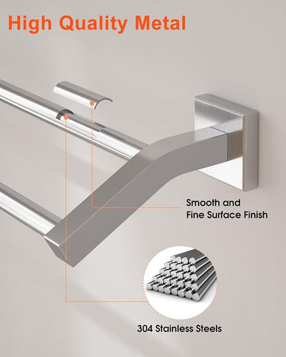 Alise Bath Double Towel Bars Towel Racks for Bathroom,24 Inch Wall Mount Towel Holder Heavy Duty SUS304 Stainless Steel Towel Hanger Towel Rail,Brushed Nickel