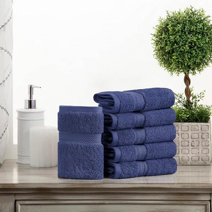 Superior Egyptian Cotton Pile Face Towel/Washcloth Set of 6, Ultra Soft Luxury