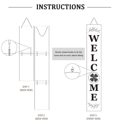 LOTKEY Interchangeable Welcome Sign for Front Porch Standing