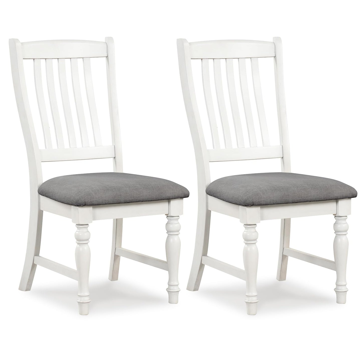 Giantex Wood Dining Chairs Set of 2, Farmhouse Kitchen Chairs with Solid Wood Frame, Max Load 355 Lbs, Armless Upholstered Dining Side Chairs with Cushion Seat, Slat Back Dining Room Chair, White