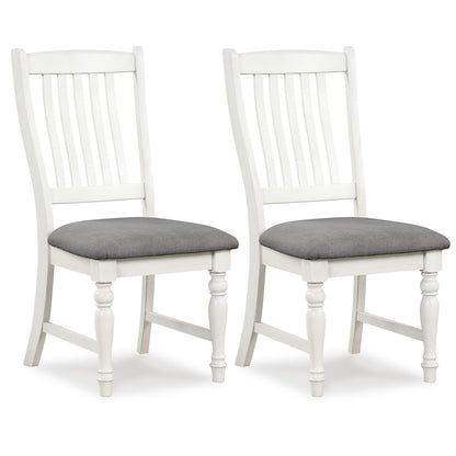 Giantex Wood Dining Chairs Set of 2, Farmhouse Kitchen Chairs with Solid Wood Frame, Max Load 355 Lbs, Armless Upholstered Dining Side Chairs with Cushion Seat, Slat Back Dining Room Chair, White