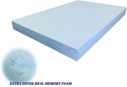 High Density Solid Blue Cooling Gel Infused Memory Foam Pad Dog Pet Bed + Internal Waterproof Cover (41x27x4 Inches (2pack))
