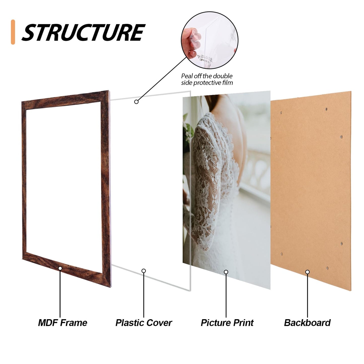Fixwal Picture Frames, 10 Pack Wooden Collage Picture Frame Set for Wall Gallery Decor, Hanging or Tabletop Display Multi Sizes Photo Frames Including 8x10, 5x7, 4x6, Brown