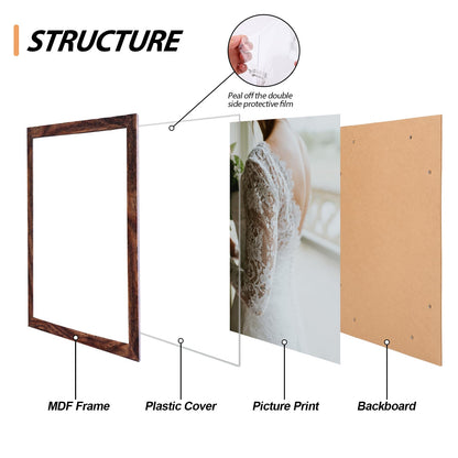 Fixwal Picture Frames, 10 Pack Wooden Collage Picture Frame Set for Wall Gallery Decor, Hanging or Tabletop Display Multi Sizes Photo Frames Including 8x10, 5x7, 4x6, Brown