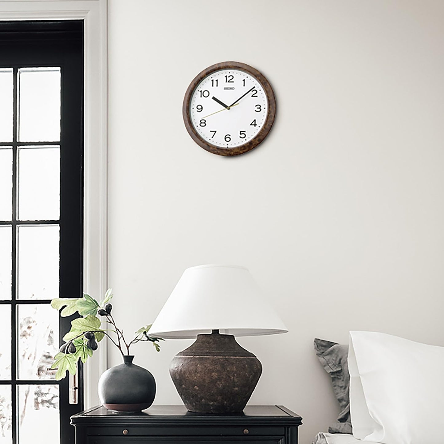 SEIKO QHA014BLH Faux Wood Wall Clock, Brown, 13 Inch