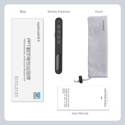 Norwii N76 Rechargeable Presentation clicker with Pointer, Long Range Presentation Remote, Wireless Presenter for PowerPoint Presentations, Slide Control (Black with Red Light)