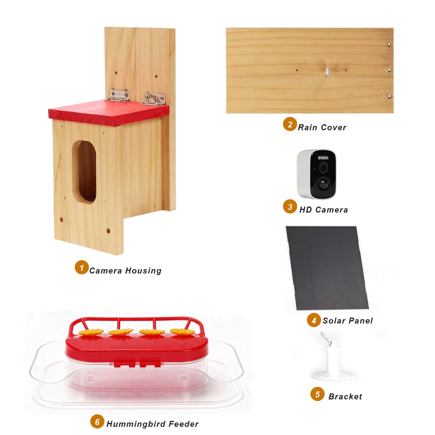 Hummingbird Feeder with Camera Solar Powered, Outdoor Hanging Wooden Smart Hummingbird Feeder, Real-Time View & Motion Detection, for Garden for 2.4g WiFi Coverage Area, for Bird Lovers