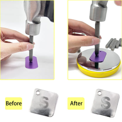 Steel Bench Block and Metal Stamping Hammer Kit, No-Rebound Metal Bench Block, Jewelry Stamping Hammer, Jewelry Metal Stamping Tools for Jewelry Making & Metal Stamping