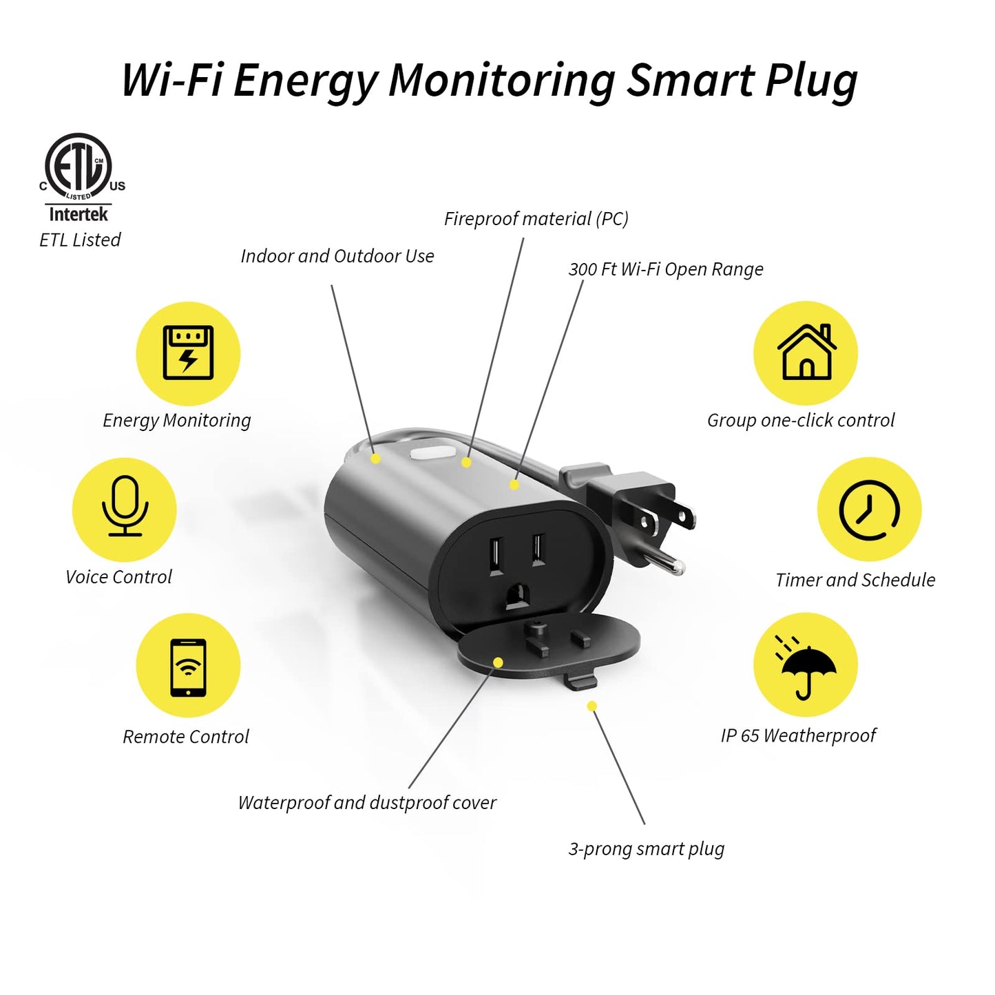 Minoston Outdoor Smart Plug, Matter Smart Plug, Smart Home Wi-Fi Outlet IP65 Waterproof, Compatible with Alexa, Apple Home, SmartThings, Google Home, Smart Life, IP65 Waterproof, 2.4Ghz, 2 Pack