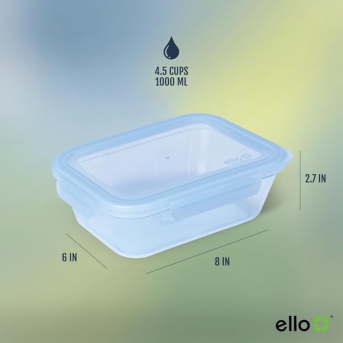 Ello Snap & Nest 10-Piece 4.5 Cup Plastic Meal Prep Set, Reusable Food Containers for Healthy Eating, Freezer, Dishwasher Safe, Seafoam