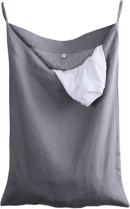 Amazhiyu Pure Linen Over The Door Laundry Hanging Hamper Bag