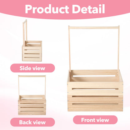 Aiyorse Wooden Baby Shower Crate Closet, Wooden Crate Basket with Handle Baby Gift Basket New Born Welcome Gift Hamper for Boys & Girls Welcome Babies Gifts for New Parents