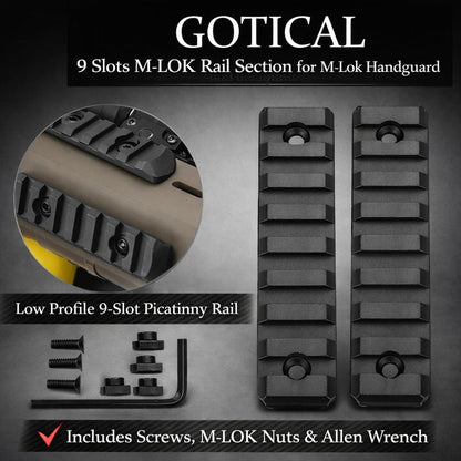 Gotical Multi Slots Mlok to Picatinny Rail Adapter | Set of 9 Slot Ar Picatinny Rail System