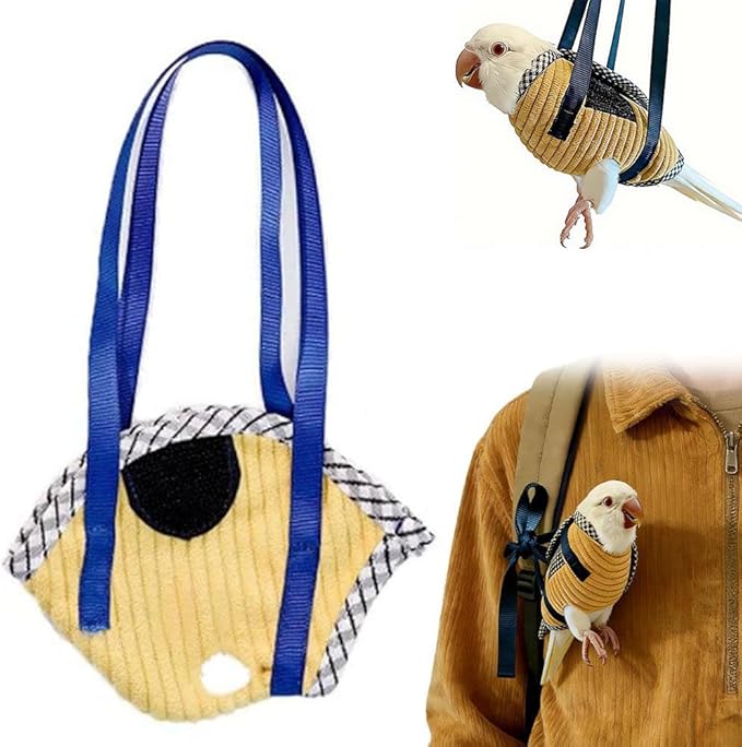 Bird Travel Carrier, Portable Bird Bag with Escape Resistant Outdoor Harness Vest for Small Medium Parrots, Cockatiel, Budgie, Ideal for Travel and Outdoor Adventures (L) (10cm)
