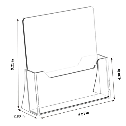 SUNQEBO Acrylic Brochure Holder 8.5 x 11 inch 2 Pack, Clear Flyer Holder Plastic Stands for Displaying Pamphlets, Magazines, Literature, Brochures, Booklets, Menu, Desk Holder, Countertop Organizer