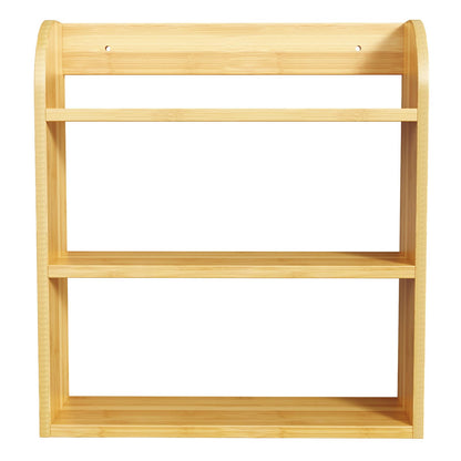ROMGUAR CRAFT 3 Tier Bamboo Spice Rack, Countertop or Wall Mounting Wood Spice Jars Organizer Shelf for Kitche, Pantry (Natural)