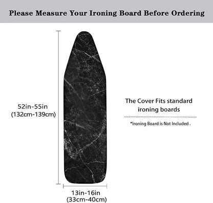 ZDCUSTOM Black Marble Ironing Board Cover and Pad- 52" x 13" Iron Board Cover